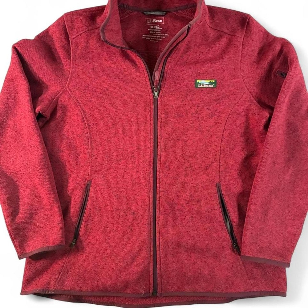 NWOT L.L.Bean Women's Heather Red Fleece Jacket Size XL Reg. Full Zip